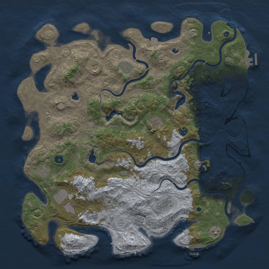 Rust Map: Procedural Map, Size: 4800, Seed: 2007830755, 16 Monuments
