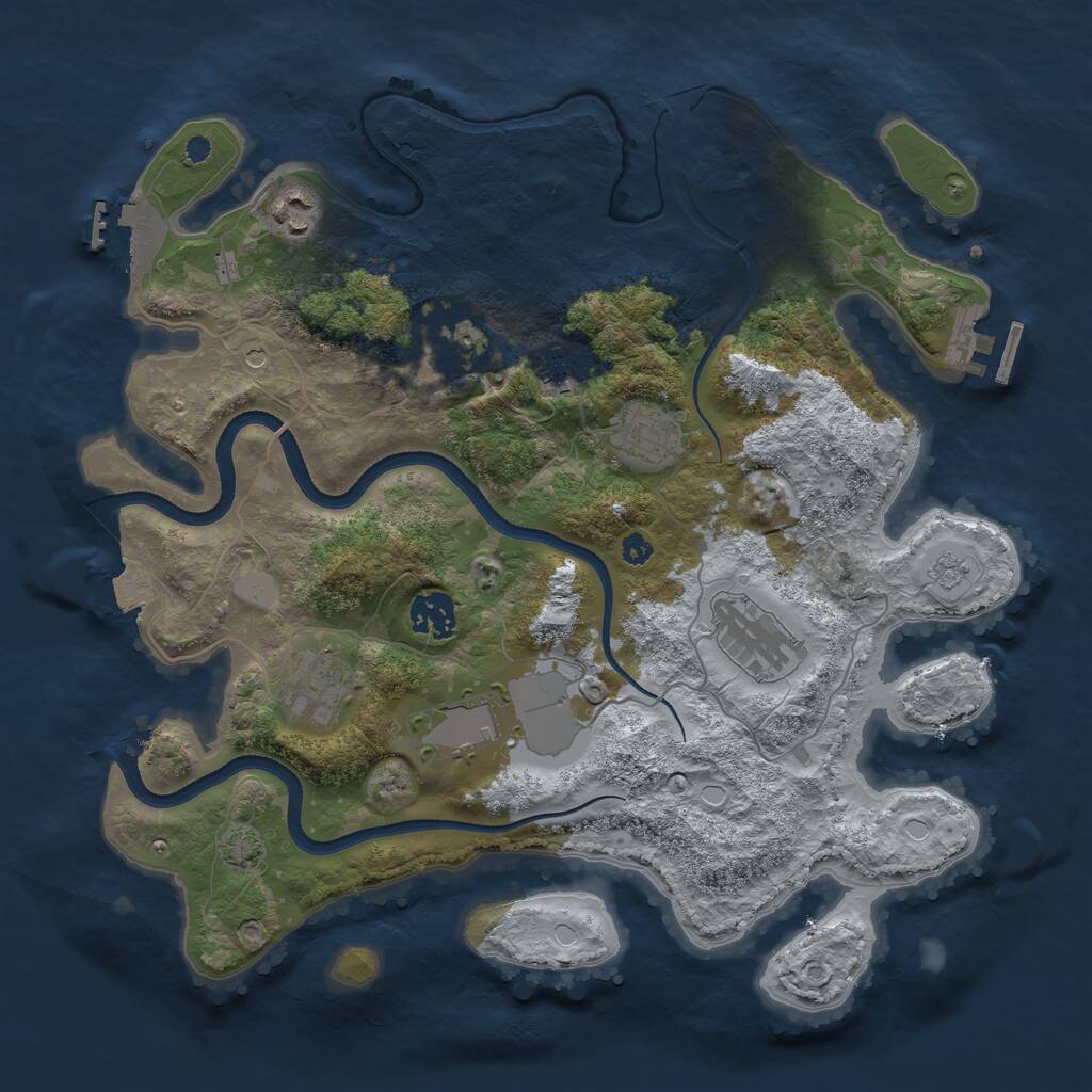 Rust Map: Procedural Map, Size: 3500, Seed: 566225387, 14 Monuments