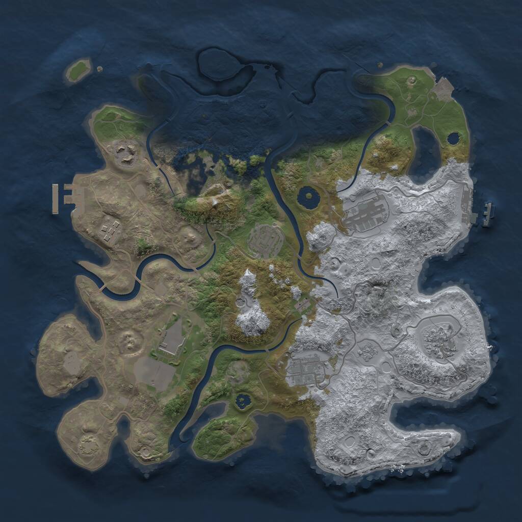 Rust Map: Procedural Map, Size: 3500, Seed: 1856651452, 14 Monuments