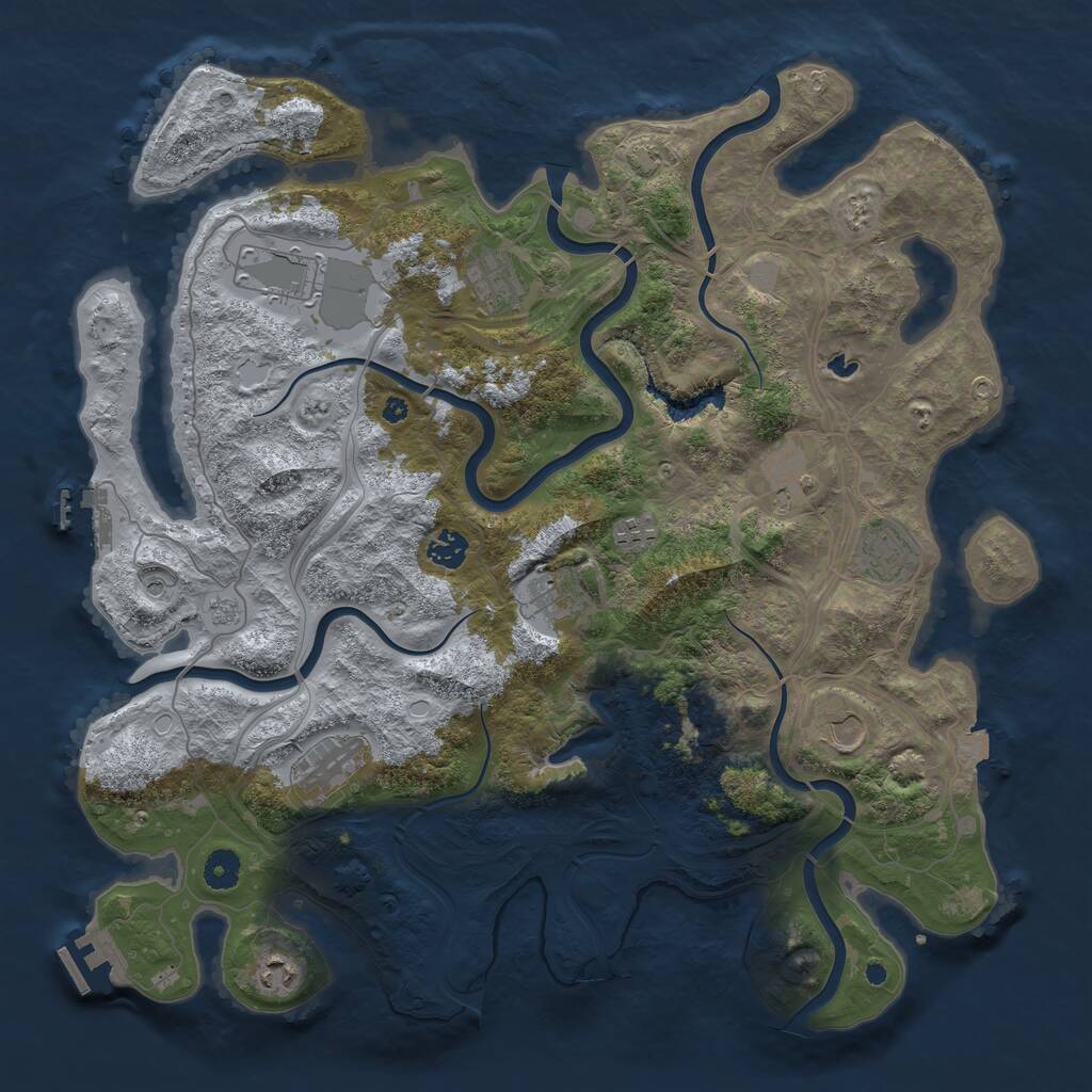 Rust Map: Procedural Map, Size: 4250, Seed: 279808279, 16 Monuments