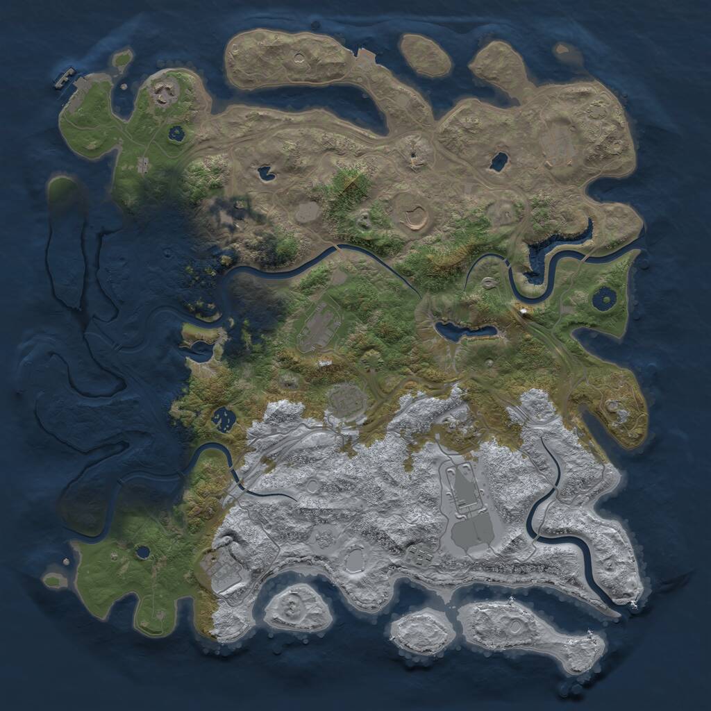 Rust Map: Procedural Map, Size: 4500, Seed: 122812207, 17 Monuments