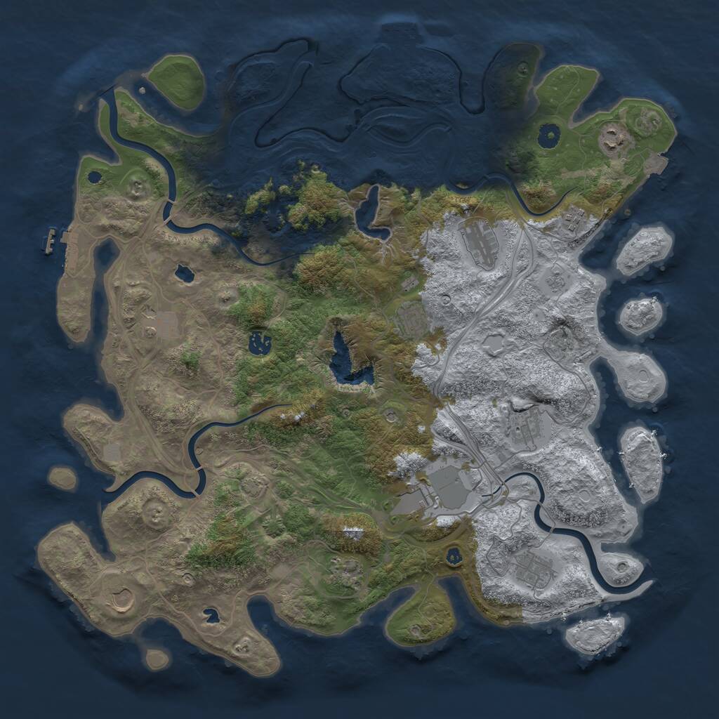 Rust Map: Procedural Map, Size: 4500, Seed: 159791045, 17 Monuments
