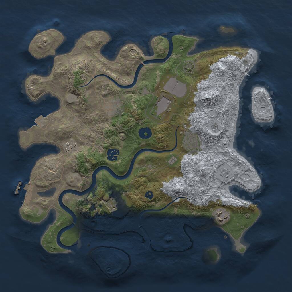 Rust Map: Procedural Map, Size: 3500, Seed: 1817097596, 12 Monuments