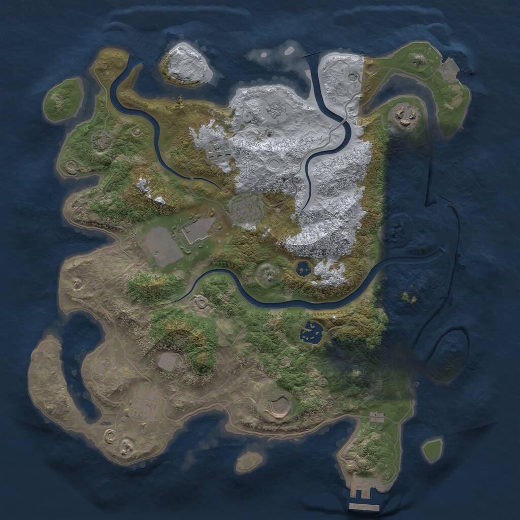 Rust Map: Procedural Map, Size: 3500, Seed: 594687234, 12 Monuments