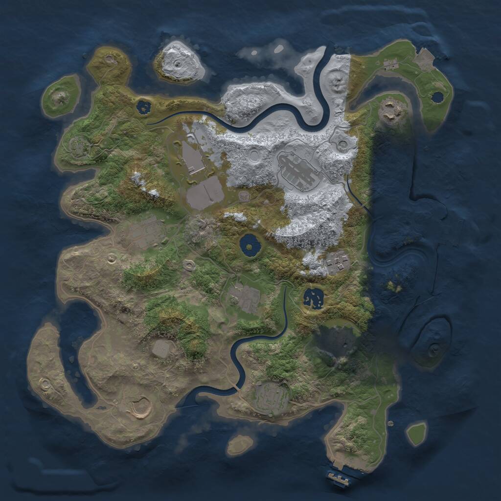 Rust Map: Procedural Map, Size: 3500, Seed: 594687234, 15 Monuments