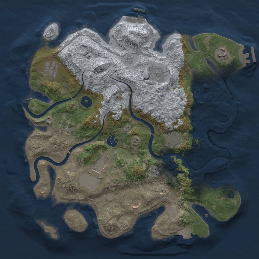 Rust Map: Procedural Map, Size: 3500, Seed: 920938689, 15 Monuments
