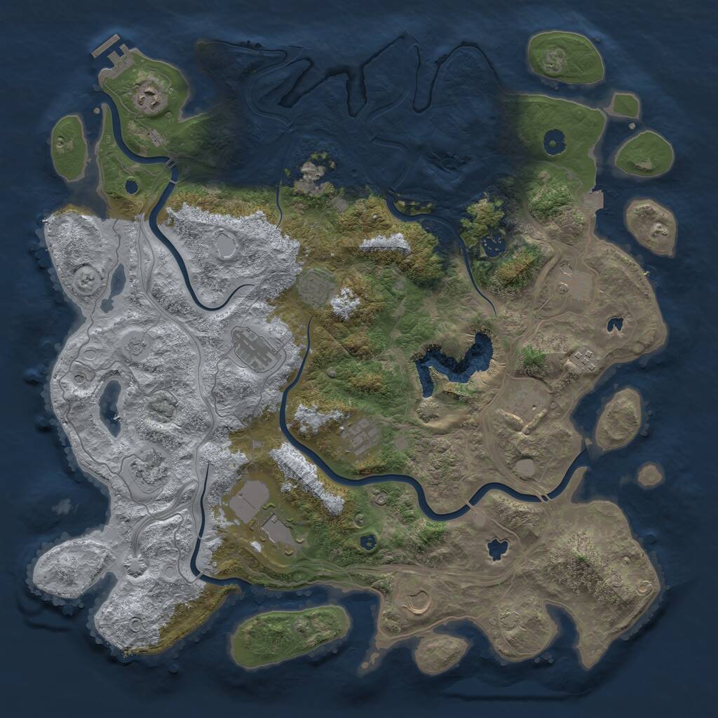 Rust Map: Procedural Map, Size: 4500, Seed: 342411214, 16 Monuments