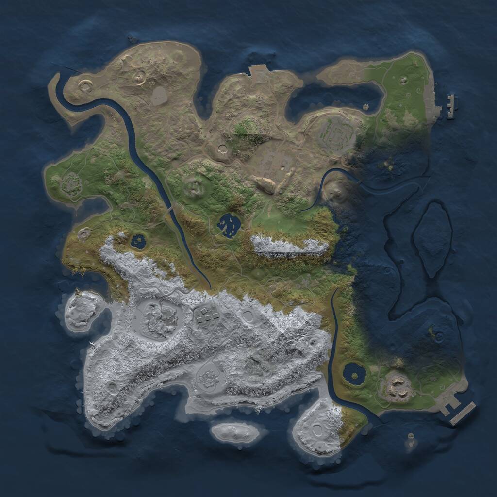 Rust Map: Procedural Map, Size: 3300, Seed: 275845417, 12 Monuments