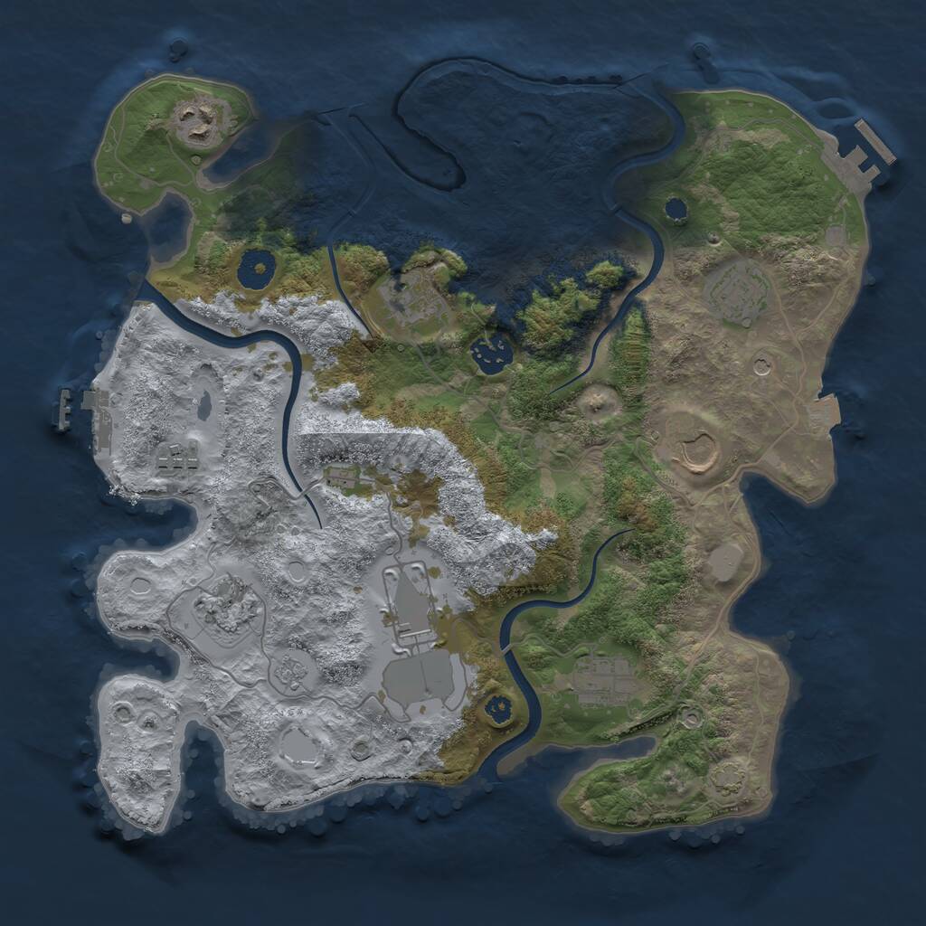 Rust Map: Procedural Map, Size: 3500, Seed: 1111075364, 15 Monuments