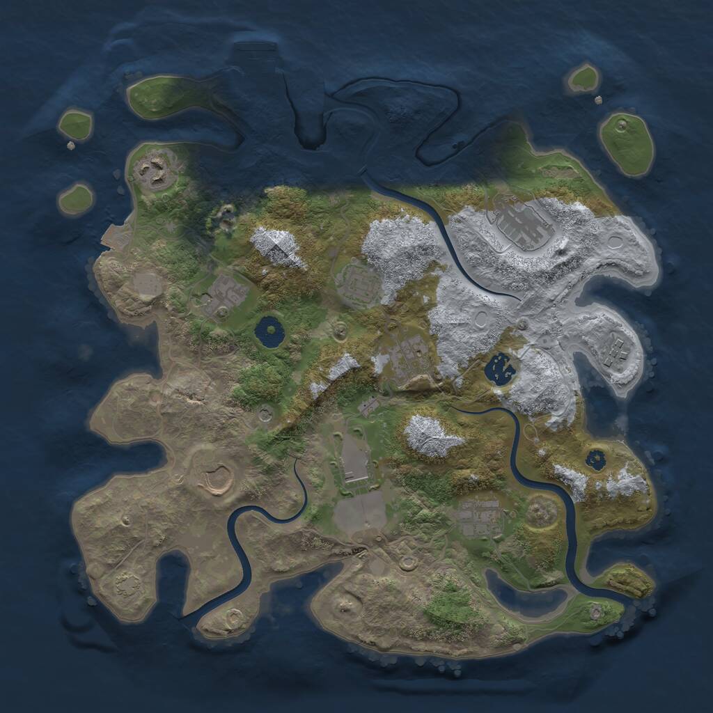 Rust Map: Procedural Map, Size: 3600, Seed: 17725, 14 Monuments