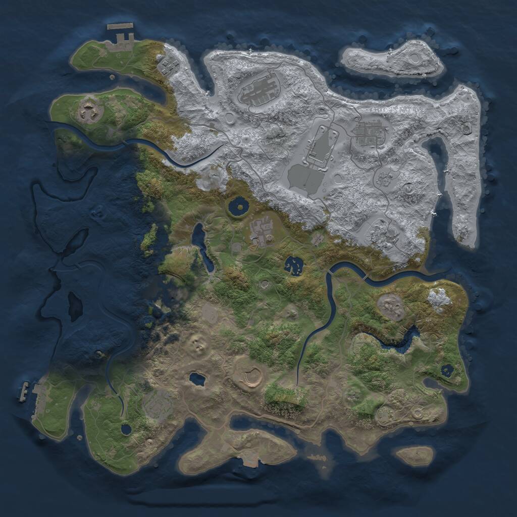 Rust Map: Procedural Map, Size: 4000, Seed: 54620, 17 Monuments