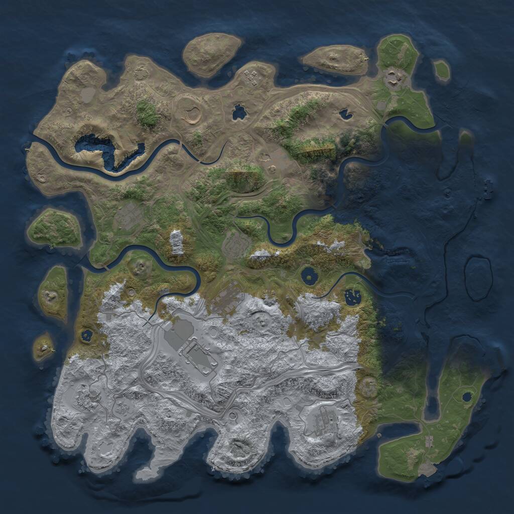 Rust Map: Procedural Map, Size: 4500, Seed: 622927567, 17 Monuments