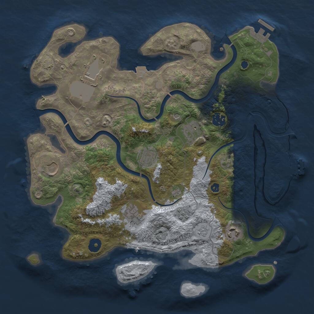 Rust Map: Procedural Map, Size: 3500, Seed: 447670173, 14 Monuments