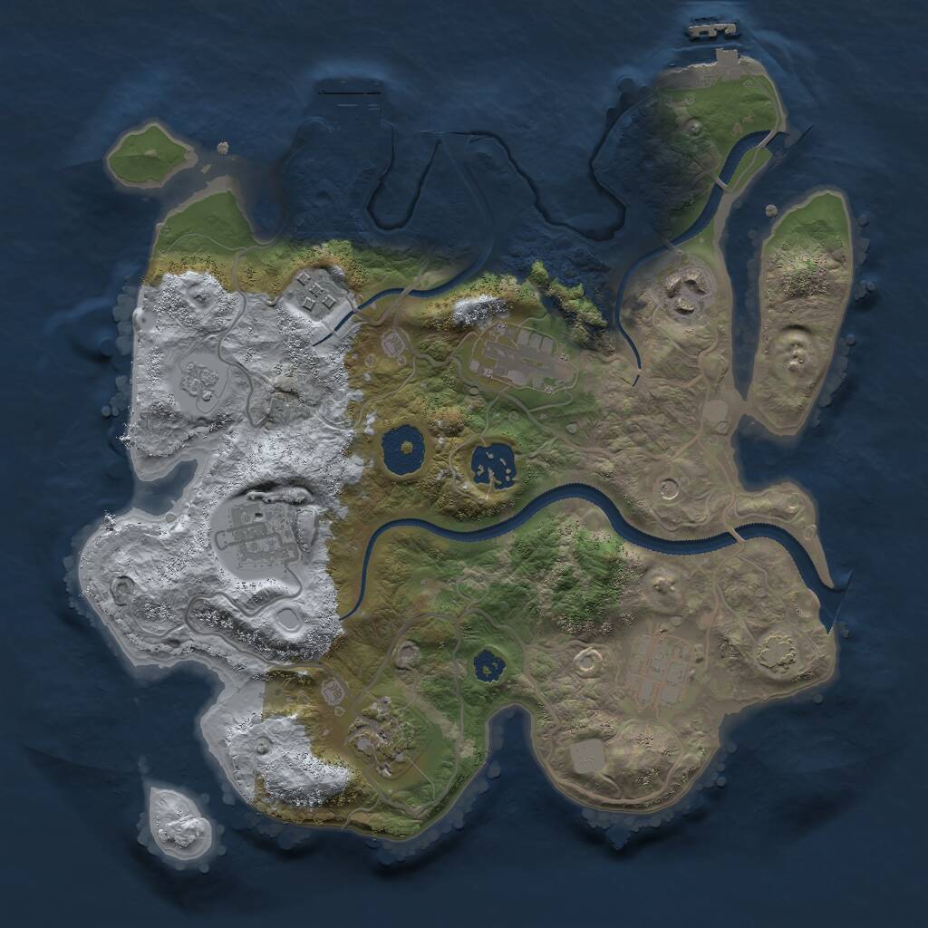Rust Map: Procedural Map, Size: 3000, Seed: 18545, 13 Monuments