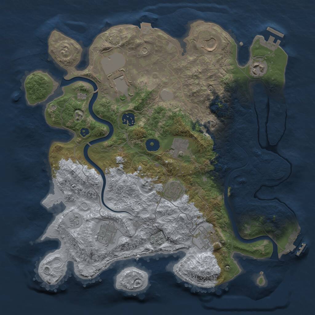 Rust Map: Procedural Map, Size: 3500, Seed: 1733268428, 15 Monuments