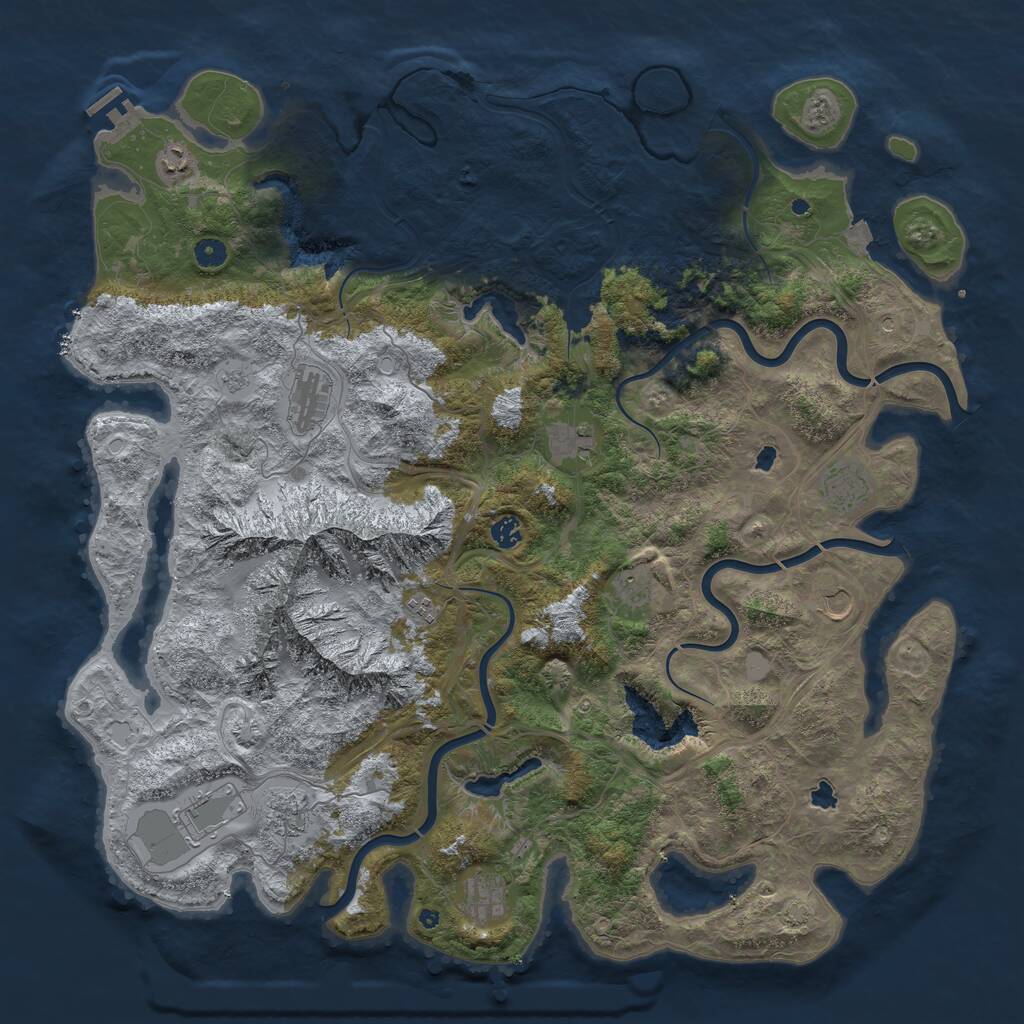 Rust Map: Procedural Map, Size: 5000, Seed: 803869989, 16 Monuments