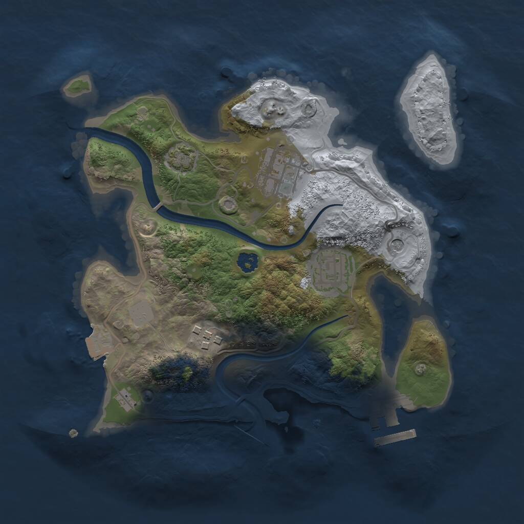 Rust Map: Procedural Map, Size: 2500, Seed: 966328320, 7 Monuments