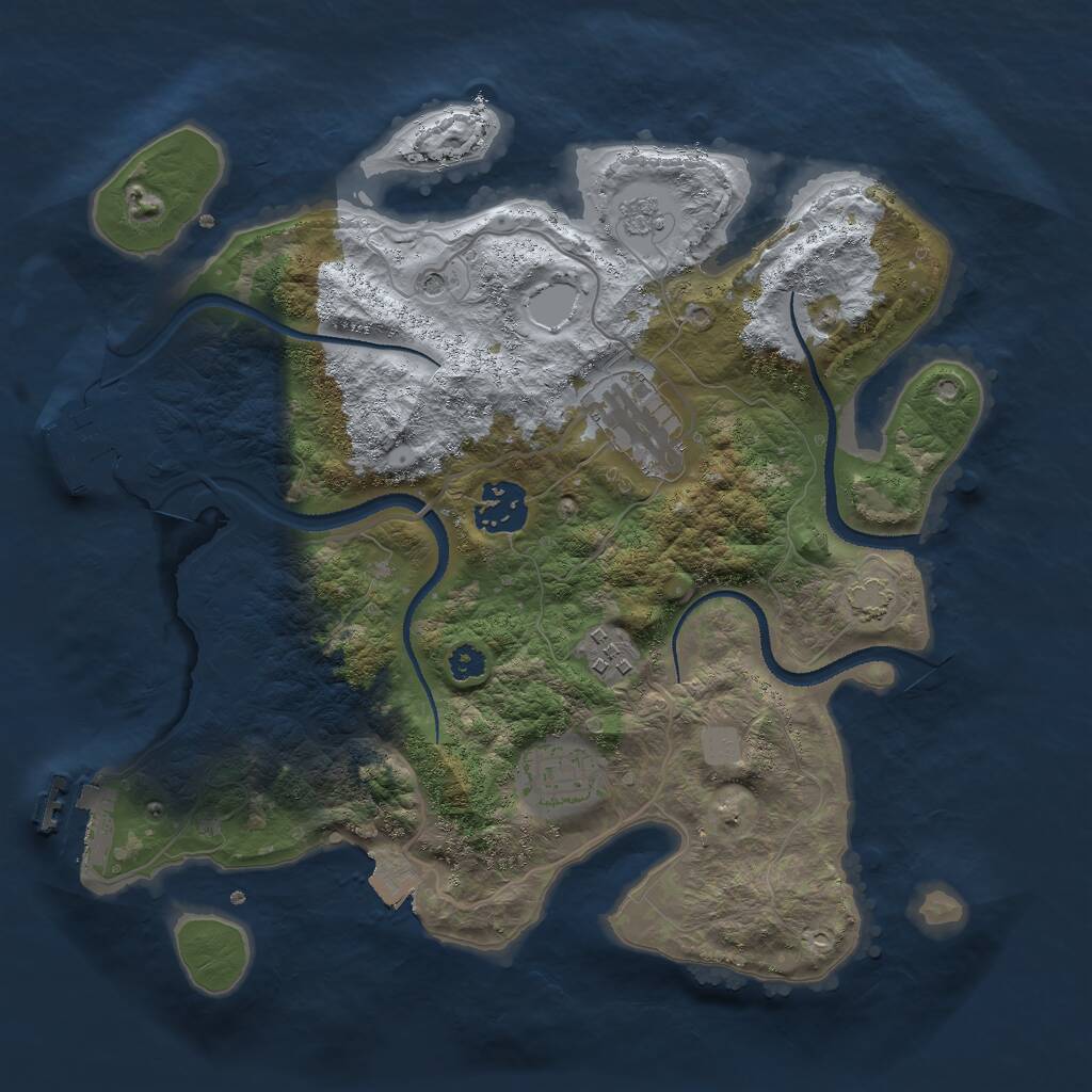 Rust Map: Procedural Map, Size: 3050, Seed: 9853536, 10 Monuments