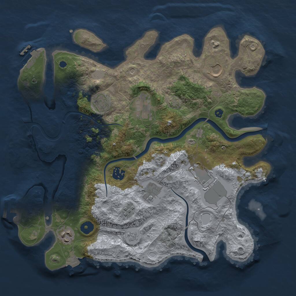Rust Map: Procedural Map, Size: 3500, Seed: 1273712512, 14 Monuments