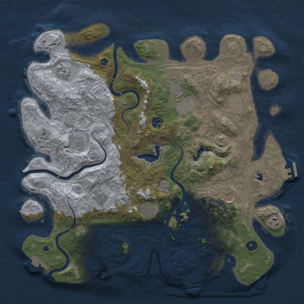 Rust Map: Procedural Map, Size: 4250, Seed: 907190921, 16 Monuments