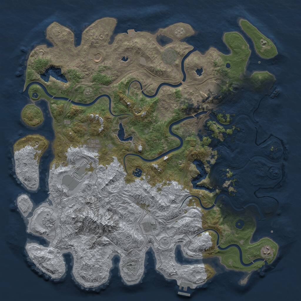 Rust Map: Procedural Map, Size: 5000, Seed: 770108778, 16 Monuments
