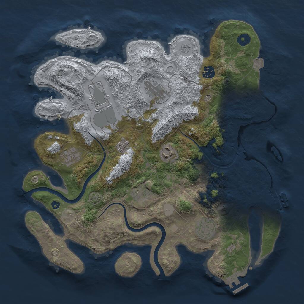 Rust Map: Procedural Map, Size: 3600, Seed: 662, 14 Monuments