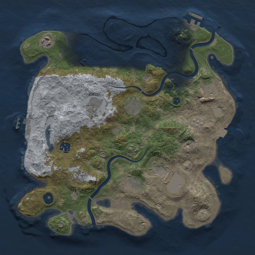 Rust Map: Procedural Map, Size: 3500, Seed: 1071314827, 15 Monuments