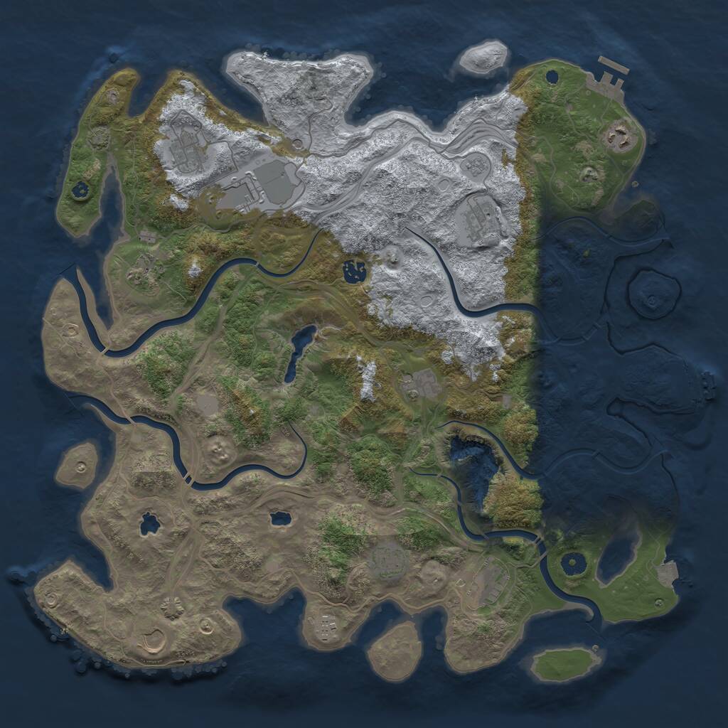 Rust Map: Procedural Map, Size: 4500, Seed: 375602165, 17 Monuments