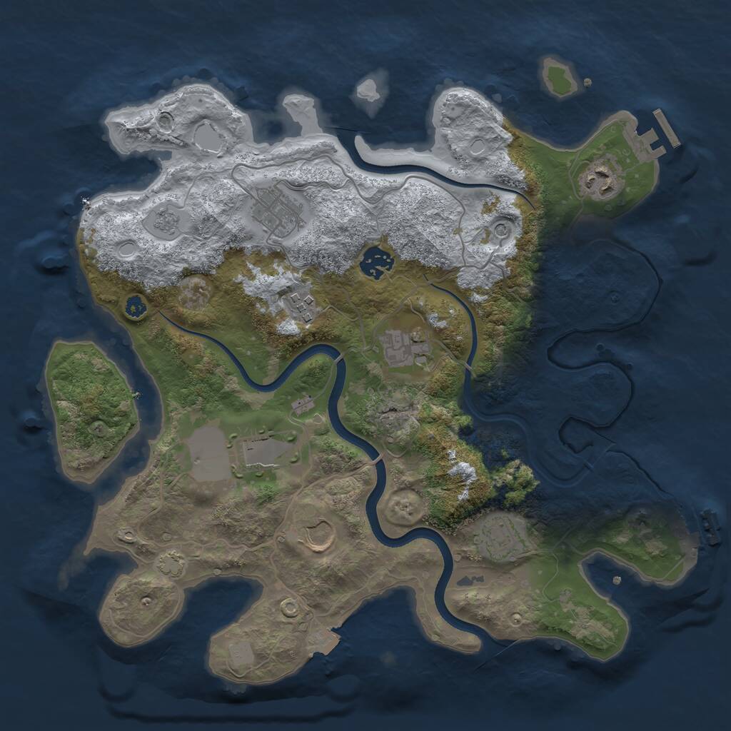 Rust Map: Procedural Map, Size: 3500, Seed: 980791881, 14 Monuments