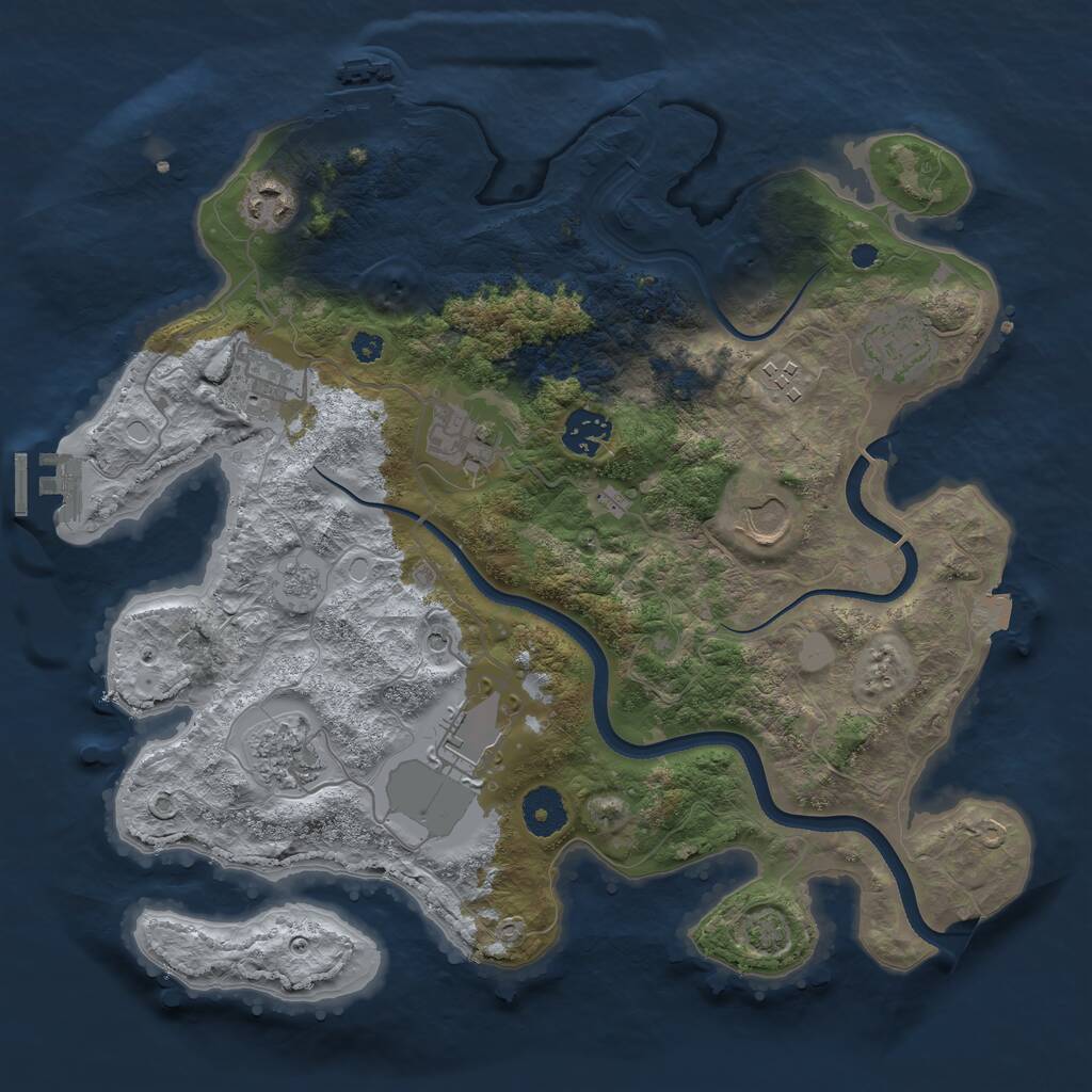 Rust Map: Procedural Map, Size: 3500, Seed: 1371216775, 15 Monuments