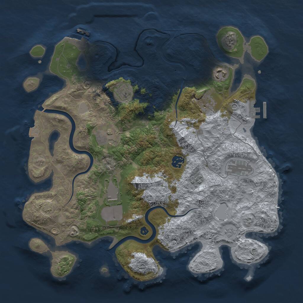 Rust Map: Procedural Map, Size: 3700, Seed: 536724531, 14 Monuments