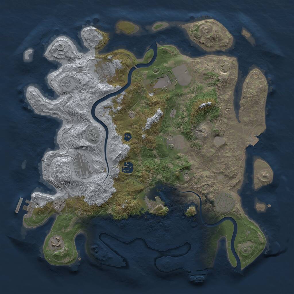 Rust Map: Procedural Map, Size: 3750, Seed: 1371450612, 15 Monuments