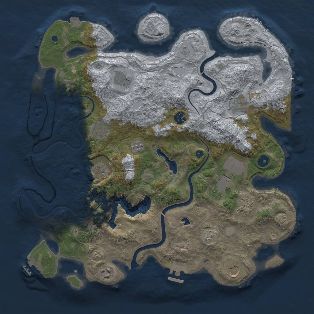 Rust Map: Procedural Map, Size: 4000, Seed: 879546213, 16 Monuments