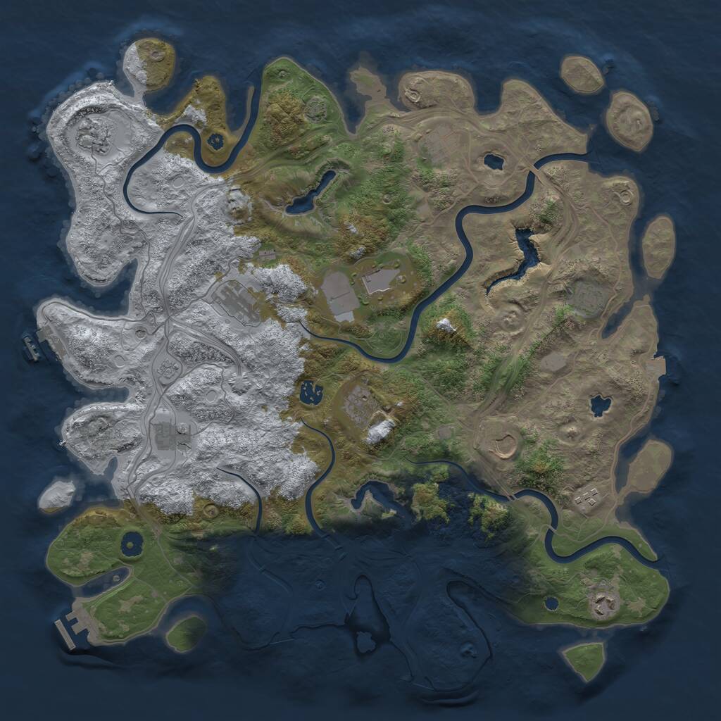 Rust Map: Procedural Map, Size: 4500, Seed: 319414916, 17 Monuments