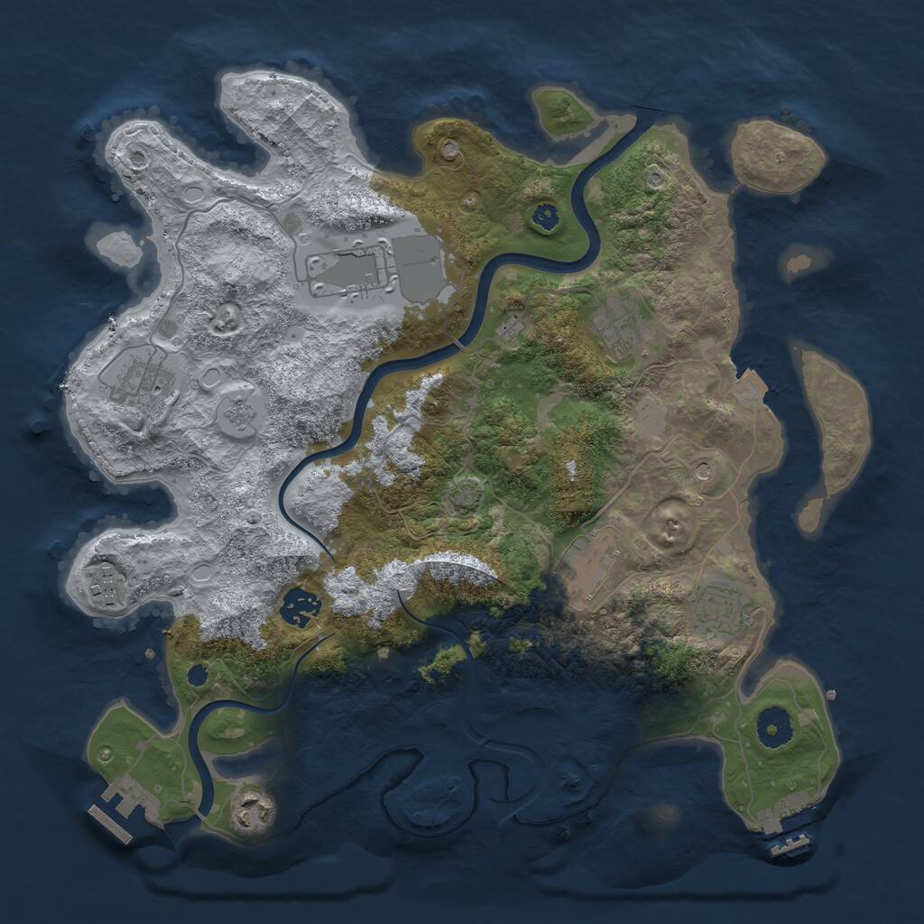 Rust Map: Procedural Map, Size: 3600, Seed: 58126215, 14 Monuments