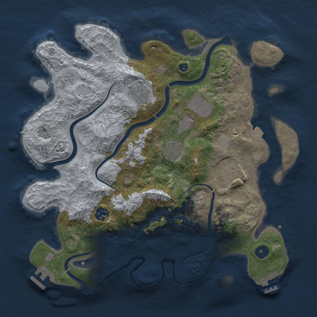 Rust Map: Procedural Map, Size: 3600, Seed: 58126215, 12 Monuments