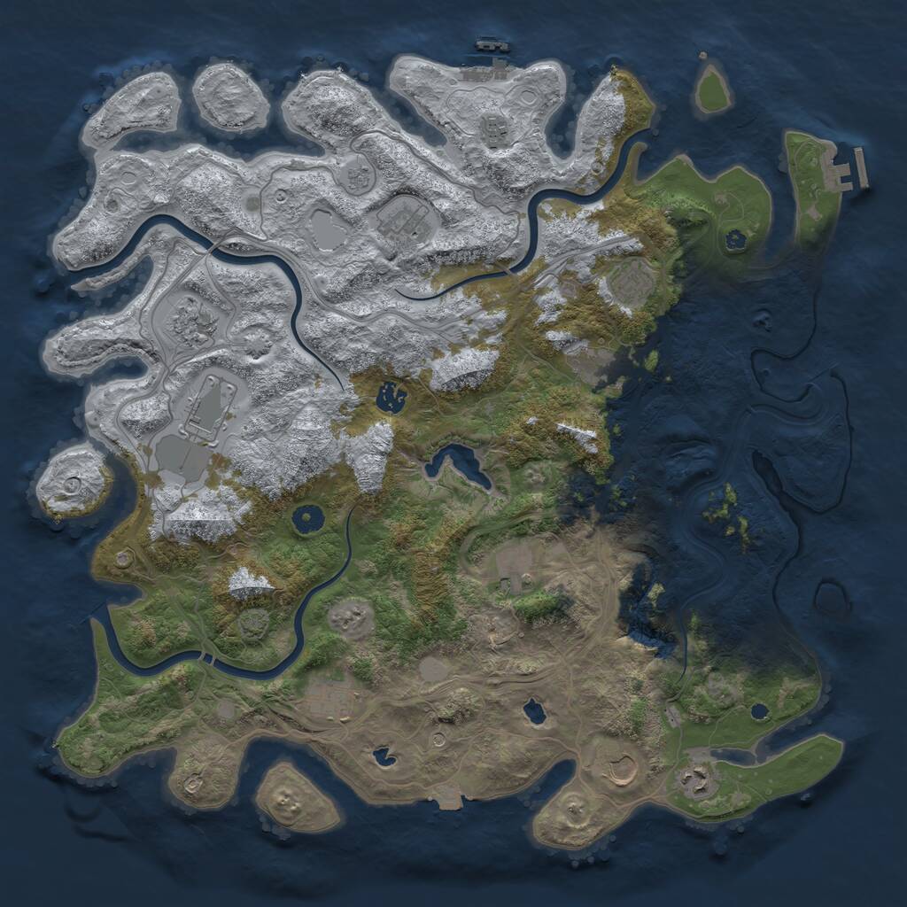 Rust Map: Procedural Map, Size: 4500, Seed: 1149215654, 17 Monuments