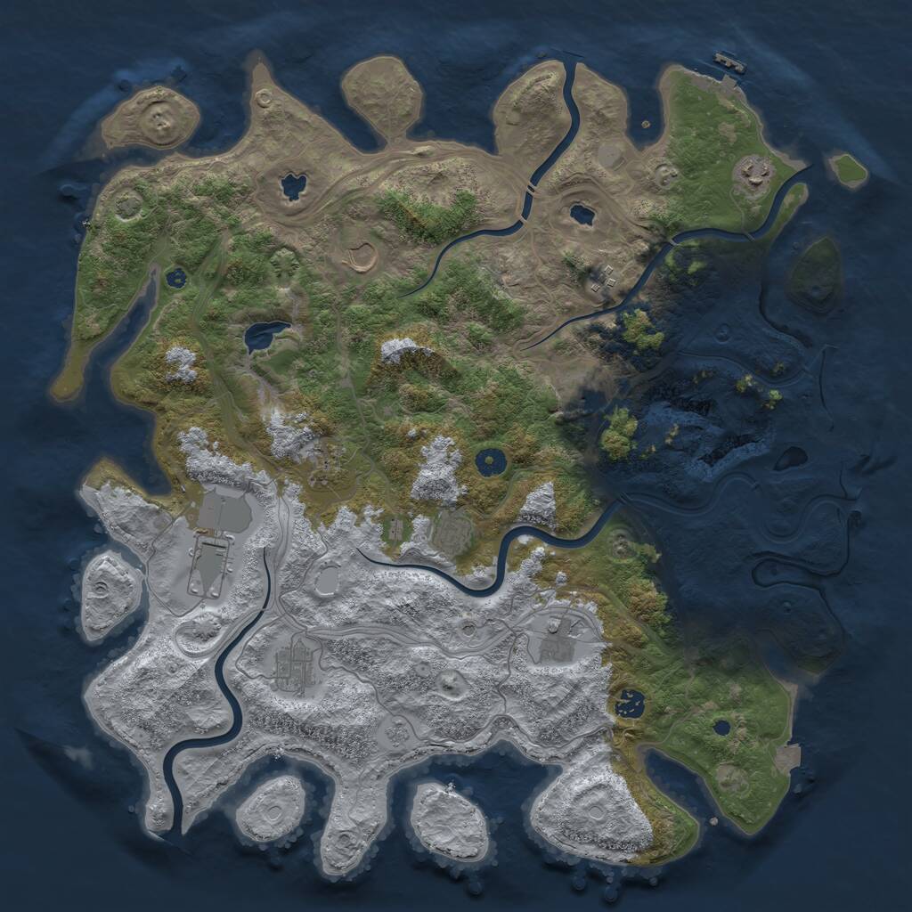 Rust Map: Procedural Map, Size: 4600, Seed: 407813742, 16 Monuments