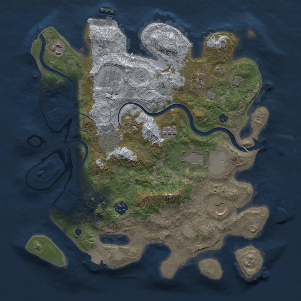 Rust Map: Procedural Map, Size: 3500, Seed: 1758655304, 13 Monuments