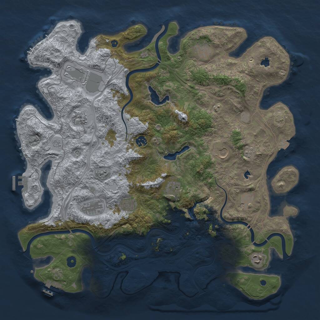 Rust Map: Procedural Map, Size: 4500, Seed: 474156271, 17 Monuments