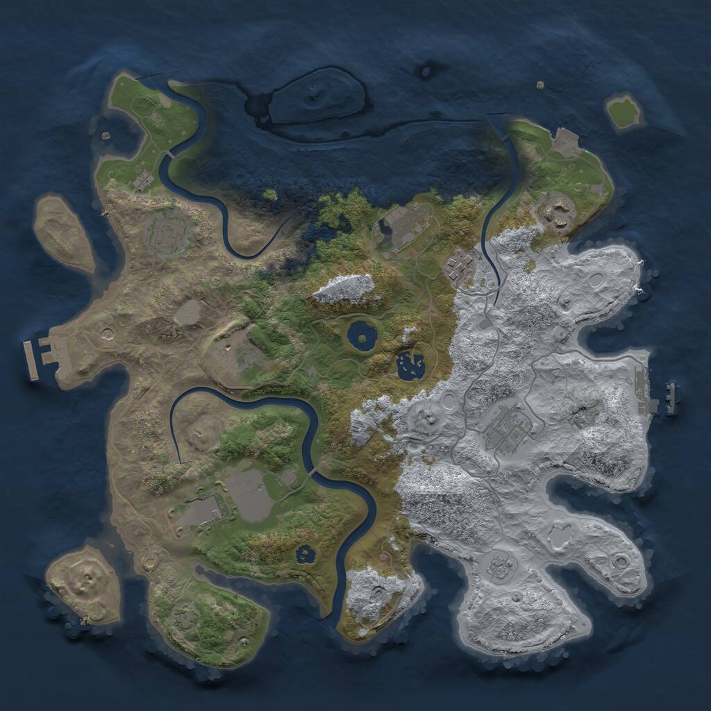 Rust Map: Procedural Map, Size: 3600, Seed: 280819498, 14 Monuments