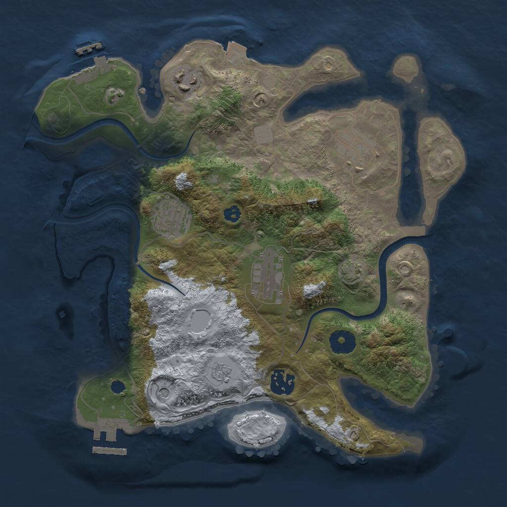 Rust Map: Procedural Map, Size: 3000, Seed: 9768933, 11 Monuments