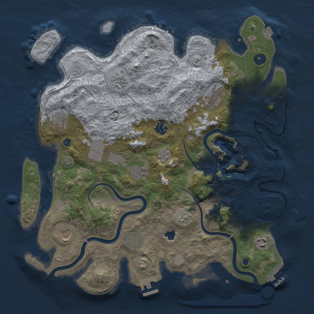 Rust Map: Procedural Map, Size: 4000, Seed: 1948364077, 16 Monuments