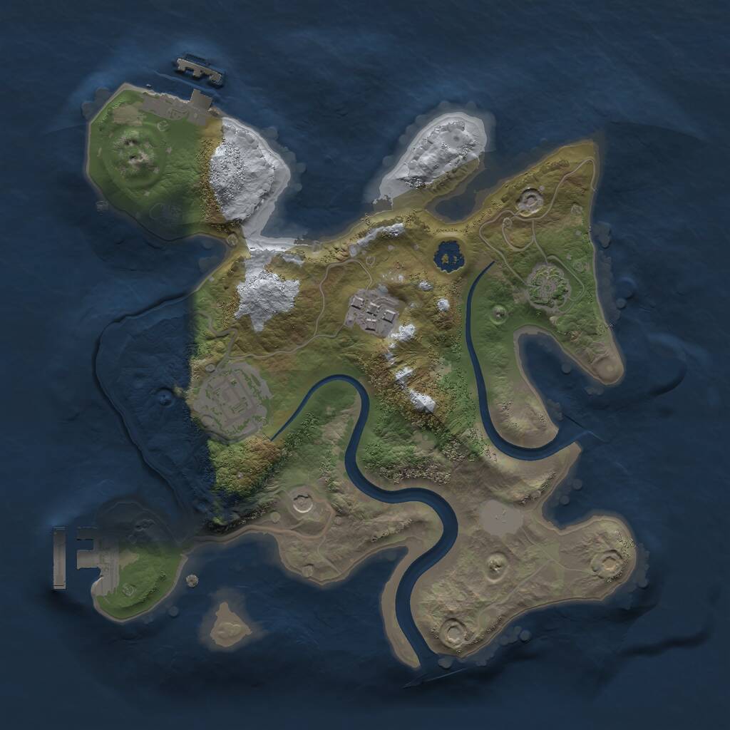 Rust Map: Procedural Map, Size: 2400, Seed: 526584772, 7 Monuments