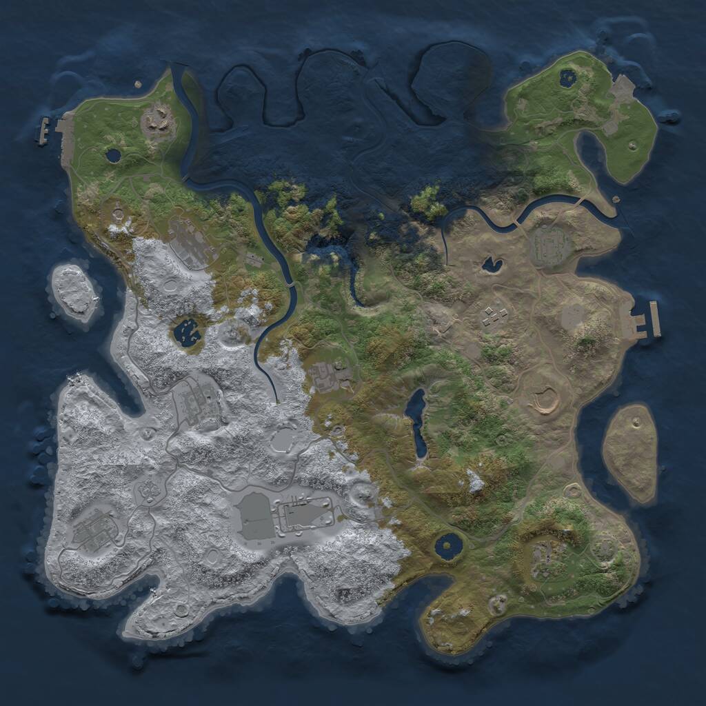 Rust Map: Procedural Map, Size: 4000, Seed: 1064916529, 17 Monuments