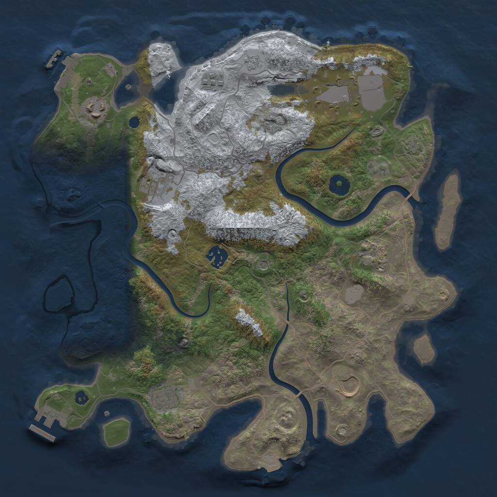 Rust Map: Procedural Map, Size: 3600, Seed: 679, 14 Monuments
