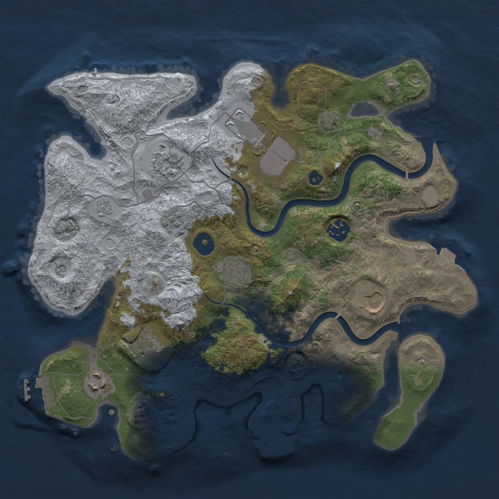 Rust Map: Procedural Map, Size: 3500, Seed: 1927311406, 14 Monuments