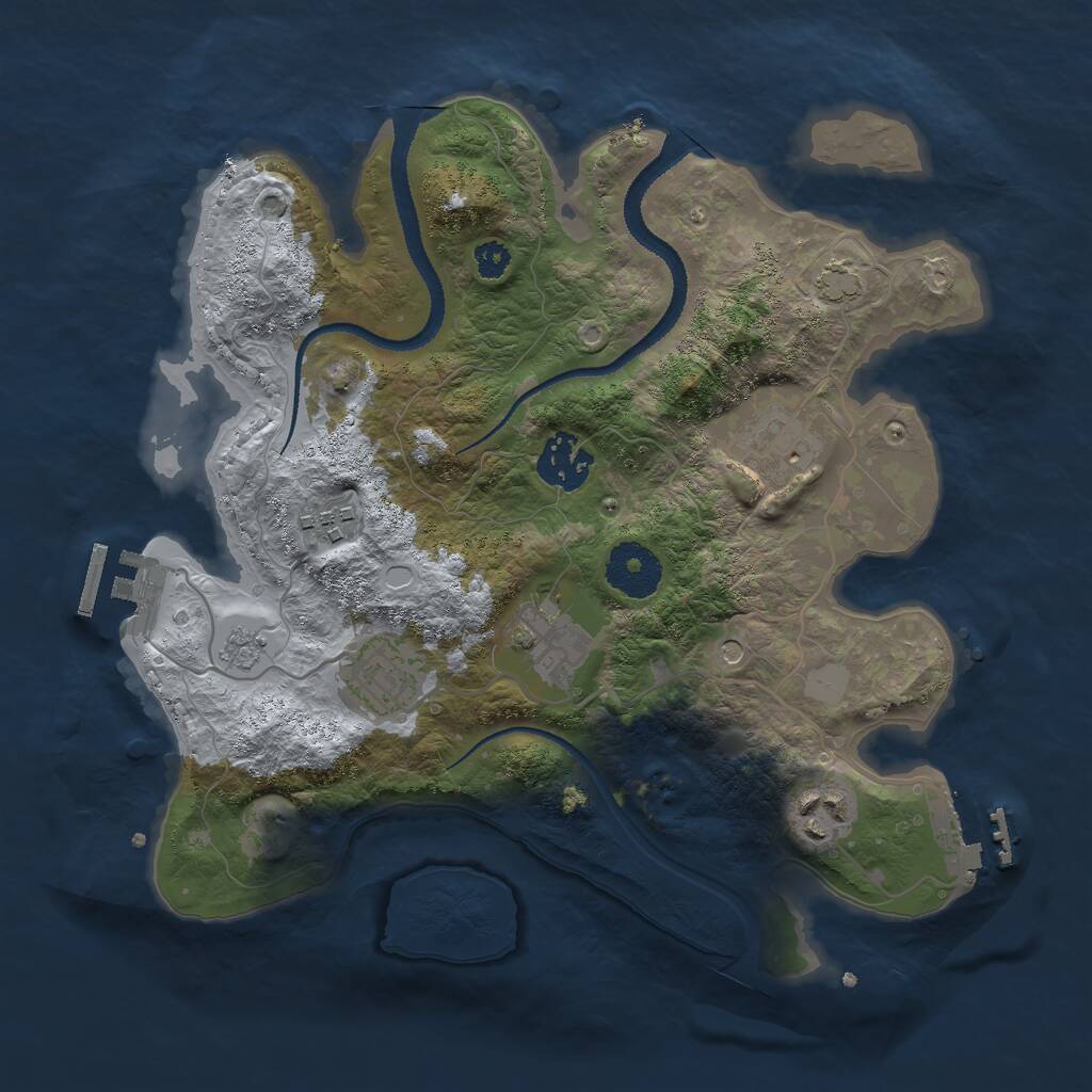 Rust Map: Procedural Map, Size: 3000, Seed: 869948557, 12 Monuments