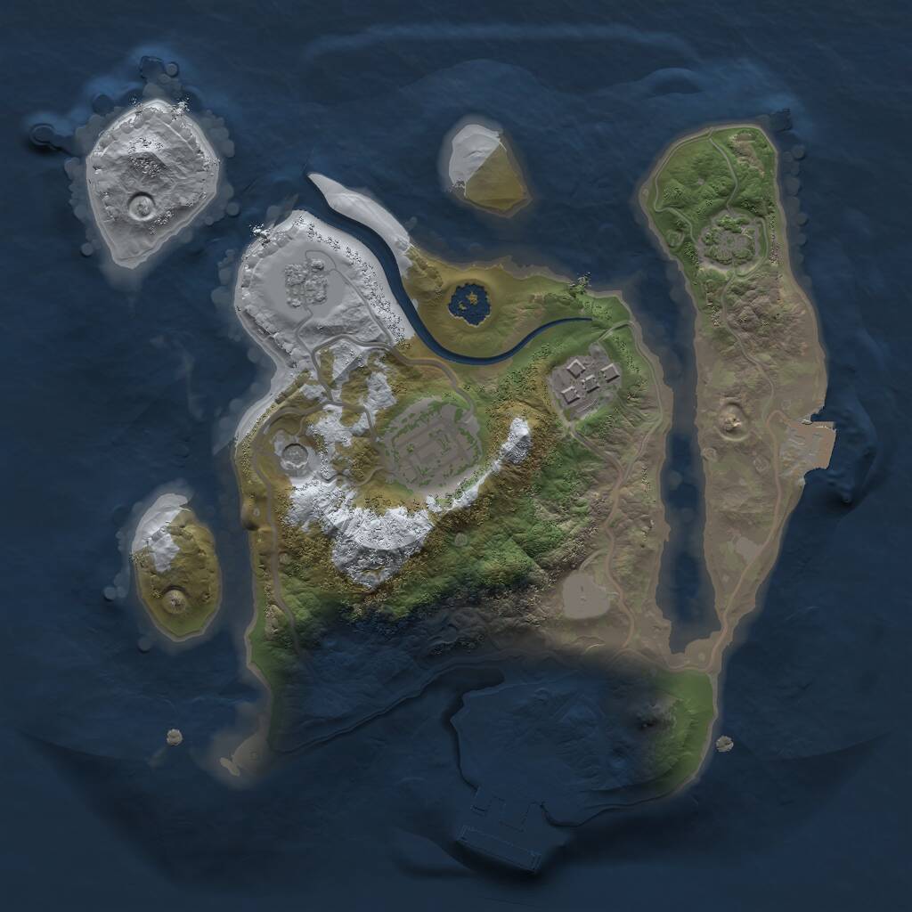 Rust Map: Procedural Map, Size: 2250, Seed: 3829264, 7 Monuments