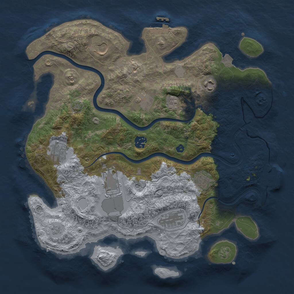 Rust Map: Procedural Map, Size: 3600, Seed: 890410937, 15 Monuments